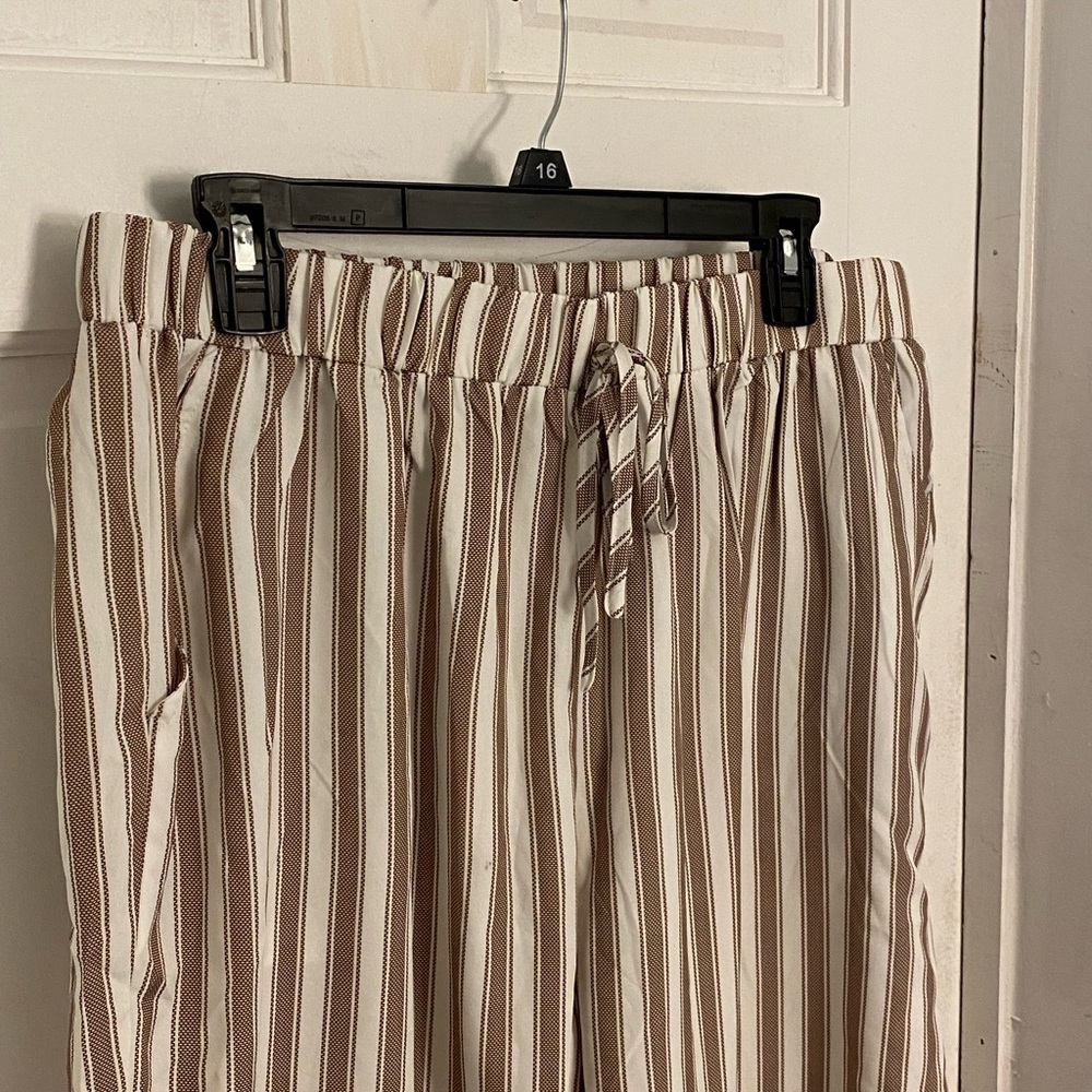 SHEIN Curve Brown and White Striped Pants